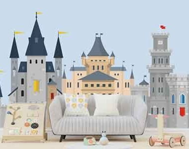 1Wall Mural Nordic Minimalist Cartoon Castle Wallpaper